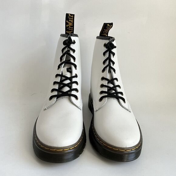 Dr. Martens Leather Zavala Ankle Combat Boots White 9 - Picture 4 of 12